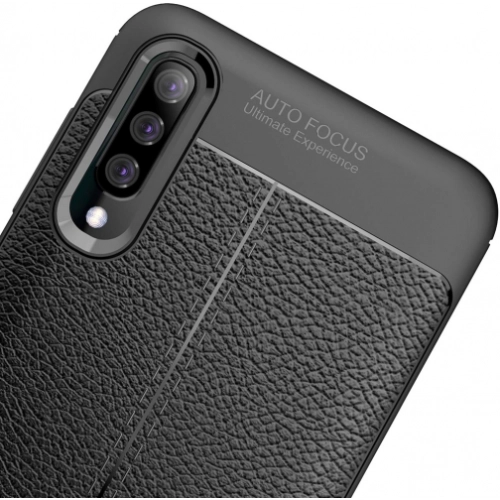 Samsung Galaxy A50s Kılıf Deri Görünümlü Lüks Parmak İzi Bırakmaz Niss Silikon Kapak - Lacivert