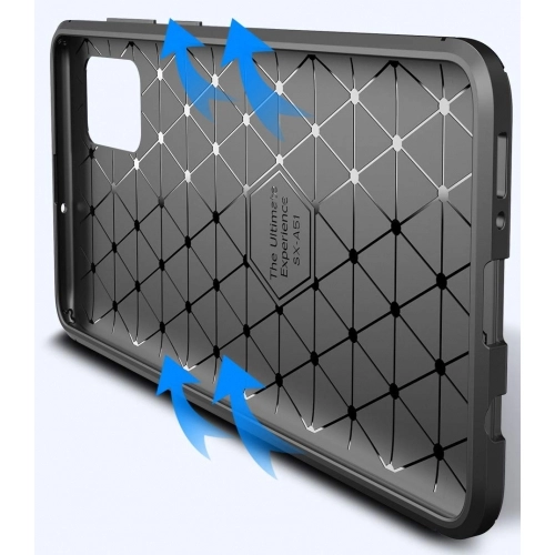 Samsung Galaxy A51 Kılıf Silikon Parmak İzi Bırakmayan Karbon Soft Negro Kapak - Siyah