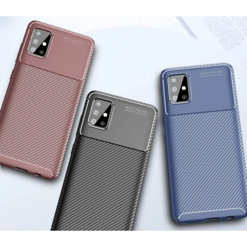 Samsung Galaxy A51 Kılıf Silikon Parmak İzi Bırakmayan Karbon Soft Negro Kapak - Lacivert