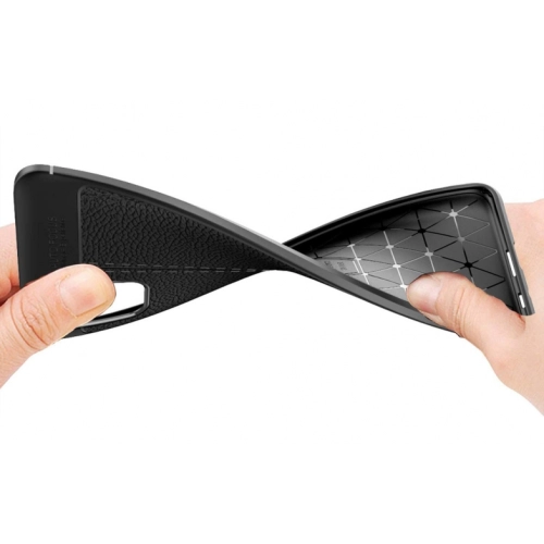 Samsung Galaxy A51 Kılıf Deri Görünümlü Lüks Parmak İzi Bırakmaz Niss Silikon Kapak - Siyah