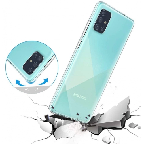 Samsung Galaxy A51 Kılıf Kamera Korumalı Esnek Silikon Kapak - Şeffaf