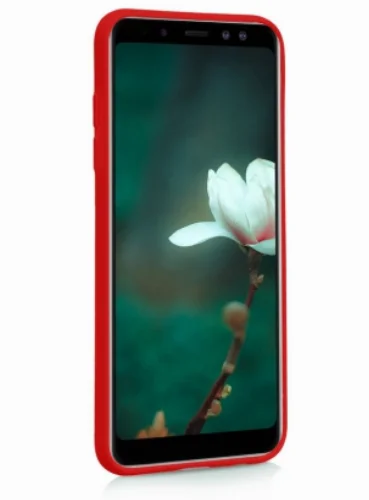 Samsung Galaxy A6 2018 Kılıf İnce Mat Esnek Silikon - Kırmızı - Siyah