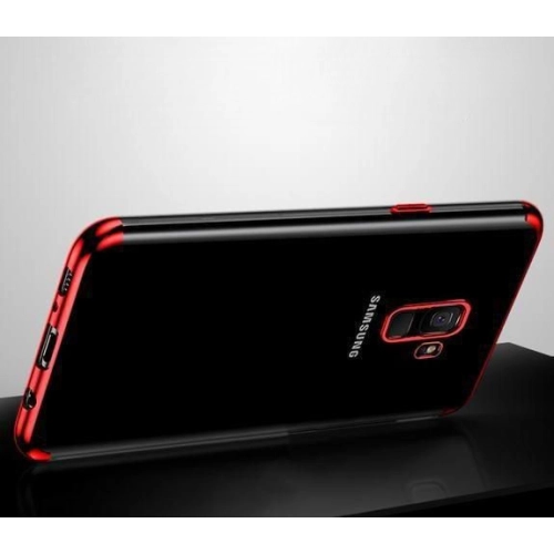 Samsung Galaxy A6 2018 Kılıf Renkli Köşeli Lazer Şeffaf Esnek Silikon - Mavi