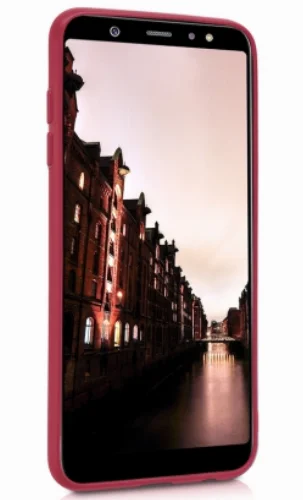 Samsung Galaxy A6 Plus 2018 Kılıf İnce Mat Esnek Silikon - Kırmızı