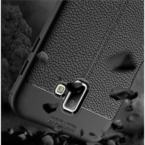 Samsung Galaxy A6 Plus 2018 Kılıf Deri Görünümlü Lüks Parmak İzi Bırakmaz Niss Silikon Kapak - Siyah