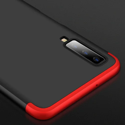 Samsung Galaxy A7 2018 Kılıf 3 Parçalı 360 Tam Korumalı Rubber AYS Kapak  - Kırmızı - Siyah