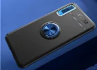 Samsung Galaxy A7 2018 Kılıf Auto Focus Serisi Soft Premium Standlı Yüzüklü Kapak - Mavi - Siyah