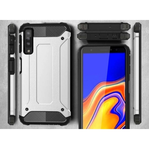 Samsung Galaxy A7 2018 Kılıf Zırhlı Tank Crash Silikon Kapak - Mavi