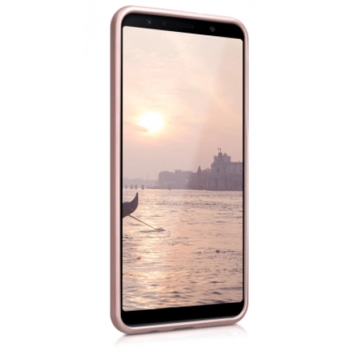 Samsung Galaxy A7 2018 Kılıf İnce Soft Mat Renkli Esnek Silikon Kapak - Rose Gold