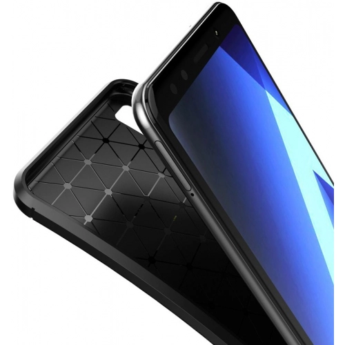 Samsung Galaxy A7 2018 Kılıf Silikon Parmak İzi Bırakmayan Karbon Soft Negro Kapak - Siyah