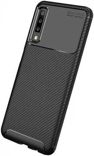 Samsung Galaxy A7 2018 Kılıf Karbon Serisi Mat Fiber Silikon Negro Kapak - Lacivert