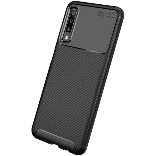 Samsung Galaxy A7 2018 Kılıf Silikon Parmak İzi Bırakmayan Karbon Soft Negro Kapak - Lacivert