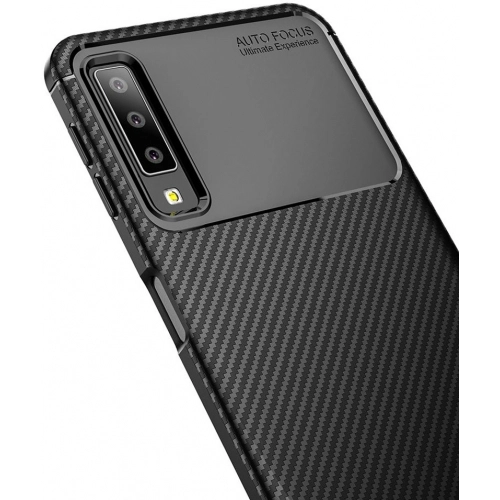 Samsung Galaxy A7 2018 Kılıf Silikon Parmak İzi Bırakmayan Karbon Soft Negro Kapak - Siyah