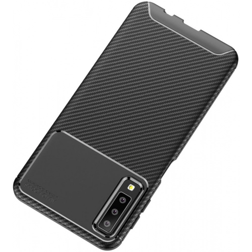 Samsung Galaxy A7 2018 Kılıf Silikon Parmak İzi Bırakmayan Karbon Soft Negro Kapak - Lacivert