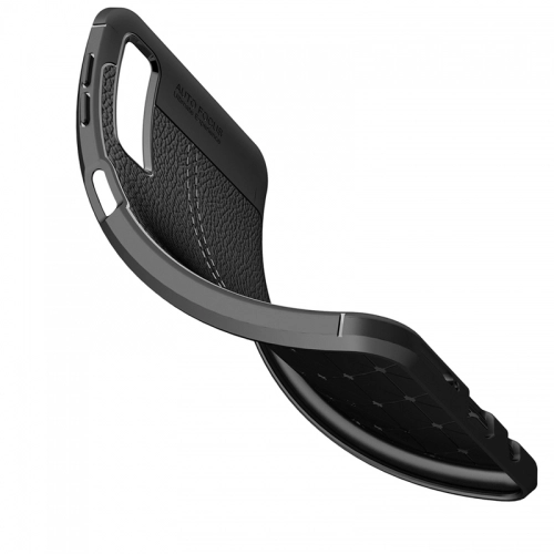 Samsung Galaxy A7 2018 Kılıf Deri Görünümlü Lüks Parmak İzi Bırakmaz Niss Silikon Kapak - Siyah