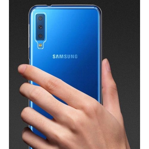 Samsung Galaxy A7 2018 Kılıf Kamera Korumalı Esnek Silikon Kapak - Şeffaf
