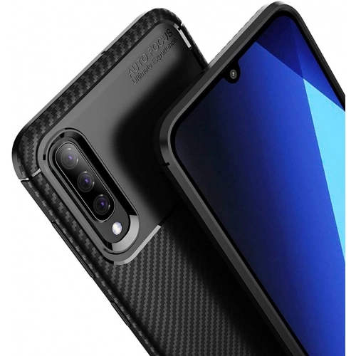 Samsung Galaxy A70 Kılıf Silikon Parmak İzi Bırakmayan Karbon Soft Negro Kapak - Lacivert
