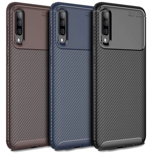 Samsung Galaxy A70 Kılıf Silikon Parmak İzi Bırakmayan Karbon Soft Negro Kapak - Lacivert