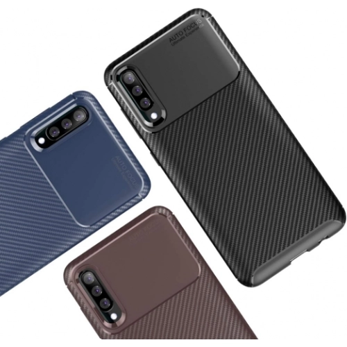 Samsung Galaxy A70 Kılıf Silikon Parmak İzi Bırakmayan Karbon Soft Negro Kapak - Lacivert