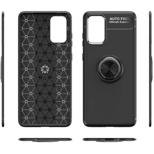 Samsung Galaxy A71 Kılıf Renkli Silikon Yüzüklü Standlı Auto Focus Ravel Kapak - Kırmızı