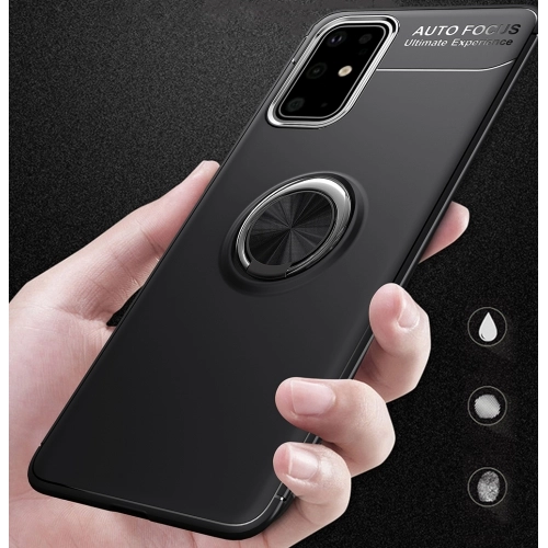 Samsung Galaxy A71 Kılıf Renkli Silikon Yüzüklü Standlı Auto Focus Ravel Kapak - Mavi