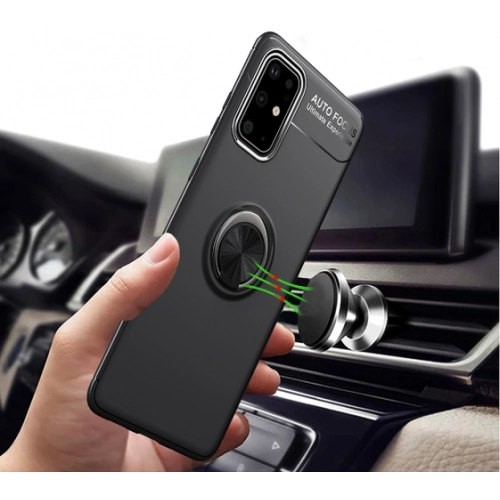 Samsung Galaxy A71 Kılıf Renkli Silikon Yüzüklü Standlı Auto Focus Ravel Kapak - Kırmızı