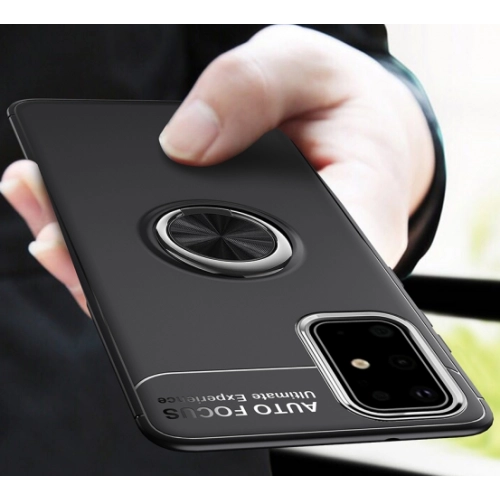 Samsung Galaxy A71 Kılıf Renkli Silikon Yüzüklü Standlı Auto Focus Ravel Kapak - Kırmızı