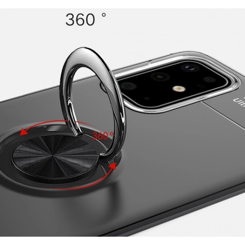 Samsung Galaxy A71 Kılıf Renkli Silikon Yüzüklü Standlı Auto Focus Ravel Kapak - Kırmızı