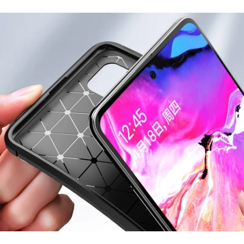 Samsung Galaxy A71 Kılıf Silikon Parmak İzi Bırakmayan Karbon Soft Negro Kapak - Siyah