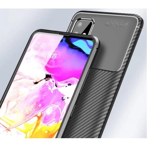 Samsung Galaxy A71 Kılıf Silikon Parmak İzi Bırakmayan Karbon Soft Negro Kapak - Siyah
