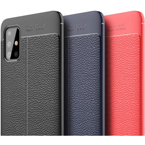 Samsung Galaxy A71 Kılıf Deri Görünümlü Lüks Parmak İzi Bırakmaz Niss Silikon Kapak - Lacivert