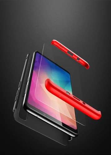 Samsung Galaxy A9 2018 Kılıf 3 Parçalı 360 Tam Korumalı Rubber AYS Kapak  - Kırmızı
