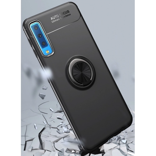 Samsung Galaxy A9 2018 Kılıf Renkli Silikon Yüzüklü Standlı Auto Focus Ravel Kapak - Kırmızı