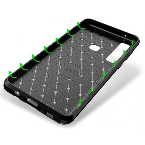 Samsung Galaxy A9 2018 Kılıf Silikon Parmak İzi Bırakmayan Karbon Soft Negro Kapak - Lacivert