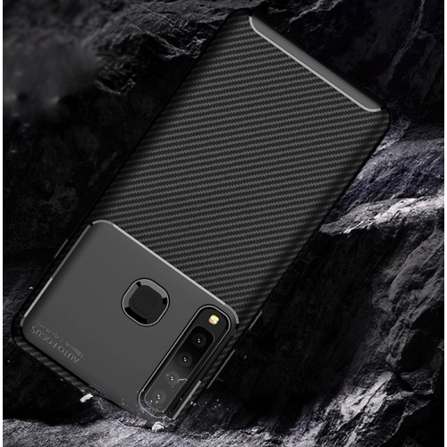 Samsung Galaxy A9 2018 Kılıf Silikon Parmak İzi Bırakmayan Karbon Soft Negro Kapak - Siyah