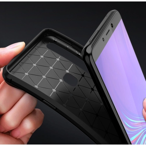 Samsung Galaxy A9 2018 Kılıf Silikon Parmak İzi Bırakmayan Karbon Soft Negro Kapak - Lacivert