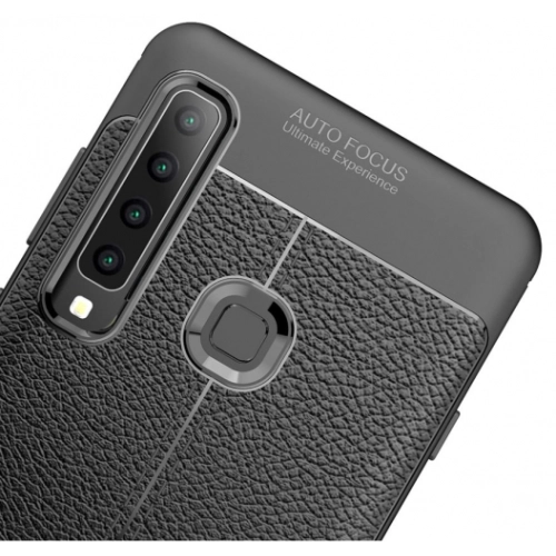 Samsung Galaxy A9 2018 Kılıf Deri Görünümlü Lüks Parmak İzi Bırakmaz Niss Silikon Kapak - Siyah