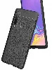 Samsung Galaxy A9 2018 Kılıf Deri Görünümlü Parmak İzi Bırakmaz Niss Silikon - Lacivert
