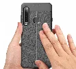 Samsung Galaxy A9 2018 Kılıf Deri Görünümlü Parmak İzi Bırakmaz Niss Silikon - Siyah
