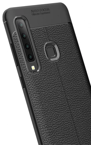 Samsung Galaxy A9 2018 Kılıf Deri Görünümlü Parmak İzi Bırakmaz Niss Silikon - Lacivert