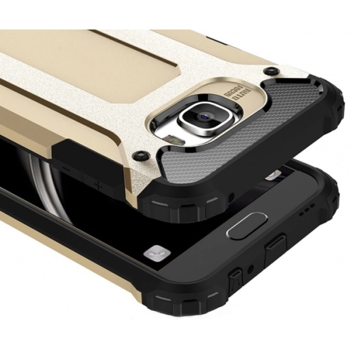 Samsung Galaxy C7 Kılıf Zırhlı Tank Crash Silikon Kapak - Rose Gold