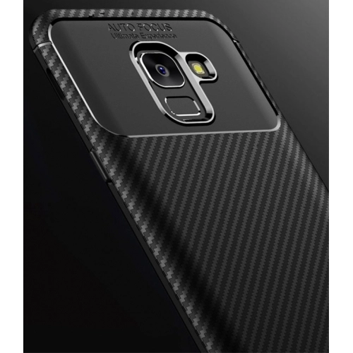 Samsung Galaxy J4 2018 Kılıf Silikon Parmak İzi Bırakmayan Karbon Soft Negro Kapak - Lacivert