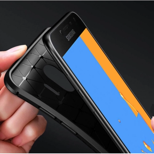 Samsung Galaxy J4 Plus 2018 Kılıf Silikon Parmak İzi Bırakmayan Karbon Soft Negro Kapak - Siyah