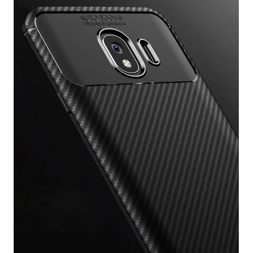 Samsung Galaxy J4 Plus 2018 Kılıf Silikon Parmak İzi Bırakmayan Karbon Soft Negro Kapak - Lacivert