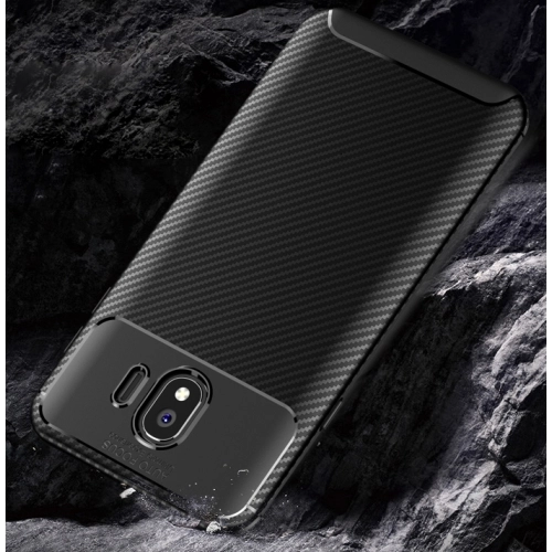 Samsung Galaxy J4 Plus 2018 Kılıf Silikon Parmak İzi Bırakmayan Karbon Soft Negro Kapak - Siyah