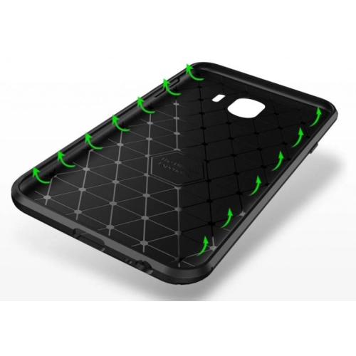 Samsung Galaxy J4 Plus 2018 Kılıf Silikon Parmak İzi Bırakmayan Karbon Soft Negro Kapak - Lacivert