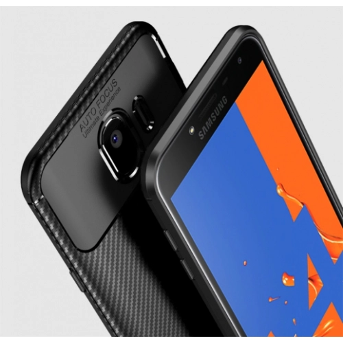 Samsung Galaxy J4 Plus 2018 Kılıf Silikon Parmak İzi Bırakmayan Karbon Soft Negro Kapak - Lacivert
