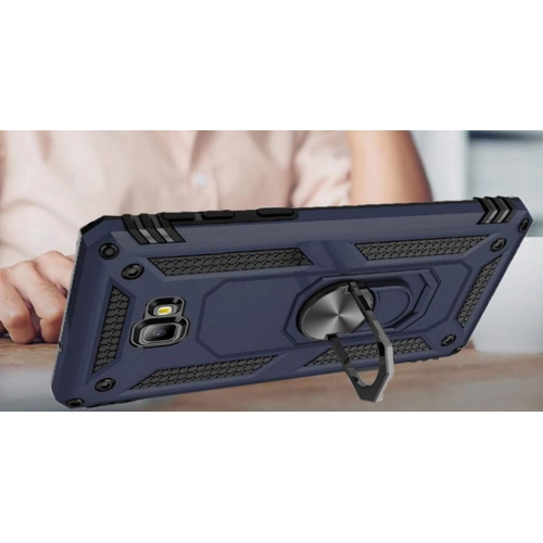 Samsung Galaxy J4 Plus 2018 Kılıf Silikon Zırhlı Standlı Yüzüklü Mıknatıslı Tank Kapak - Siyah