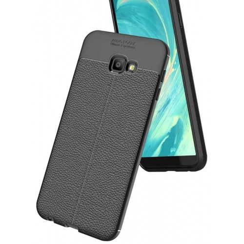 Samsung Galaxy J4 Plus 2018 Kılıf Deri Görünümlü Lüks Parmak İzi Bırakmaz Niss Silikon Kapak - Lacivert