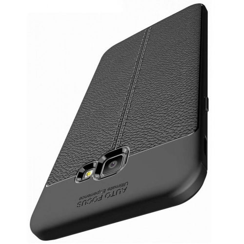 Samsung Galaxy J4 Plus 2018 Kılıf Deri Görünümlü Lüks Parmak İzi Bırakmaz Niss Silikon Kapak - Siyah